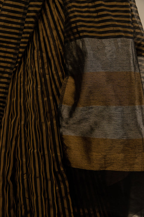 Handwoven Black Chanderi Tissue Saree